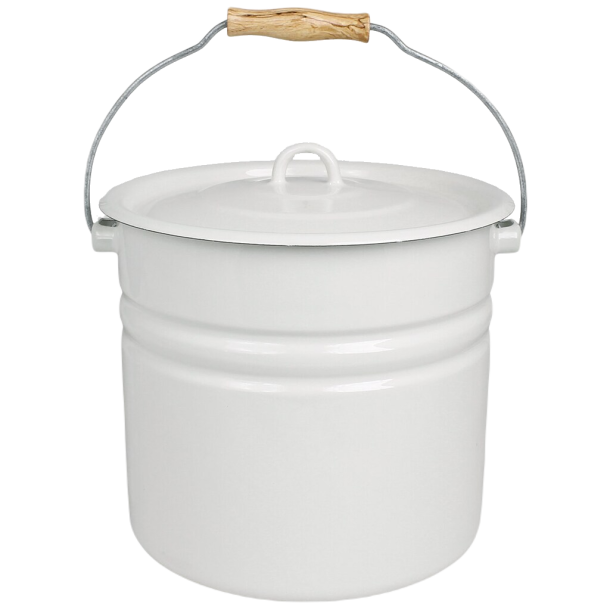 Spand med lg i emalje. 12 L.